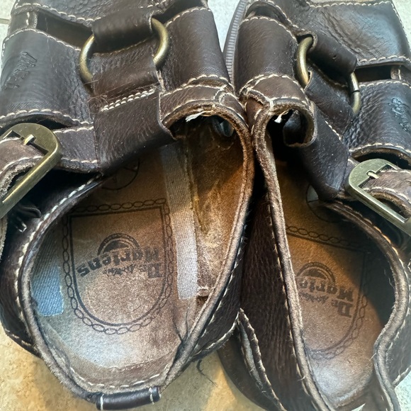 Vintage 90’s Dr Martens Chunky Brown Ring Cut Out Buckle Open Toe Sandals Size 7 - Picture 7 of 12